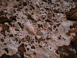 Weathered stone texture full of small holes