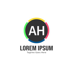 AH Letter Logo Design. Creative Modern AH Letters Icon Illustration