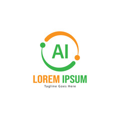 AI Letter Logo Design. Creative Modern AI Letters Icon Illustration