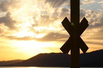 cross in sunset