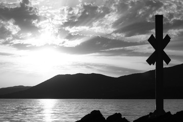 cross at sunset