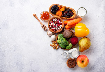 Products for healthy bowel.  Food for gut