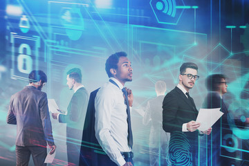 Diverse business team, online security