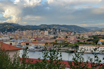 Stunning aerial view of La Spezia port, Liguria - Italy.