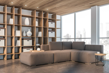 White living room corner with sofa