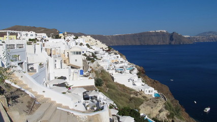 Overview on typical white village on Santorini island
