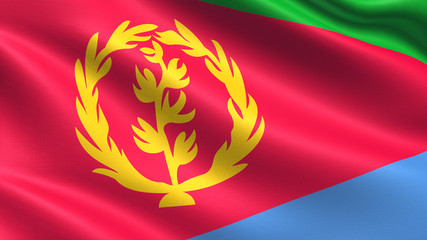 Eritrea Flag, with waving fabric texture