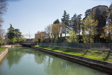 Fototapeta na wymiar small river in Verona. Italy , 2019