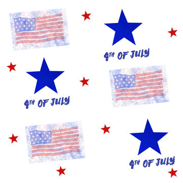 4th of July, American Independence Day. Seamless pattern