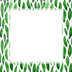Fototapeta premium Frame for text. Watercolor hand drawn leaves.