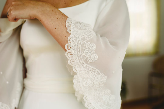 Sleeve Of A Wedding Dress With A Nice Embroidery.