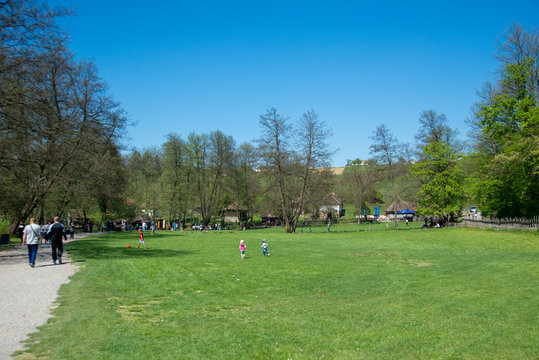 Trsic, Serbia - April 21, 2019: Public park in Tr&scaron;ić where Vuk Stefanović Karadžić was born. Vuk was a Serbian philologist and linguist who was the major reformer of the Serbian language.