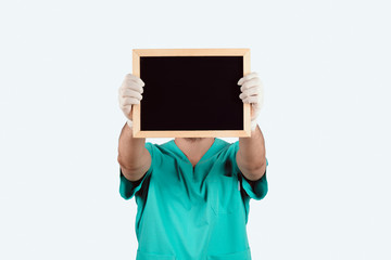Doctor man with blackboard