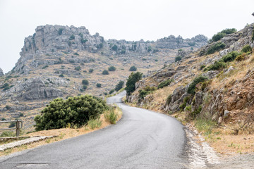 Fototapeta na wymiar Scenic roadway in El Torcal de Antequera Natural Area, Spain