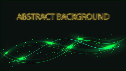 Obraz premium Abstract green background texture of a magical laser beautiful digital glowing bright waves of lines of bands of energy electric neon shining. Vector illustration