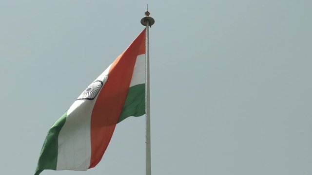 an indian flag flying proud and waving. use for national anthem and world cup coming up