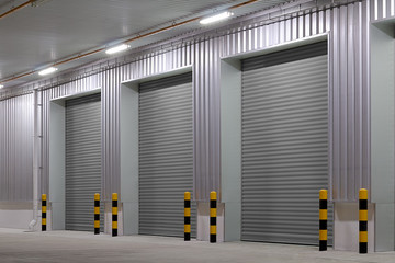 Roller door or roller shutter. Also called security door. Automatic operation with electric motor....