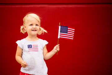 Adorable patriotic girl on the Fourth of July