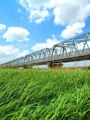 江戸川に架かる武蔵野線鉄橋風景