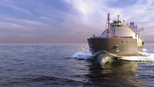 LNG Tanker Floating In The Ocean