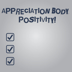 Fototapeta premium Writing note showing Appreciation Body Positivity. Business photo showcasing Acceptance and appreciation of body types Blank Color Rectangular Shape with Round Light Beam Glowing in Center