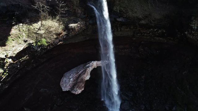 Powerful Kaaterskill Falls in New York, aerial