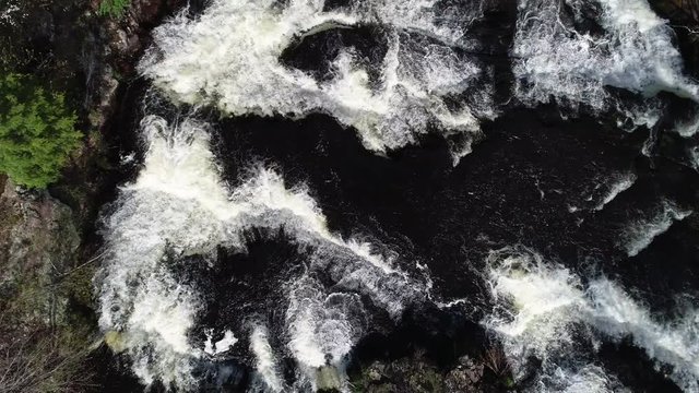 Overhead aerial, Shohola Falls in Pocono Mountains
