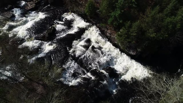 Overhead aerial, Pocono Mountain waterfall