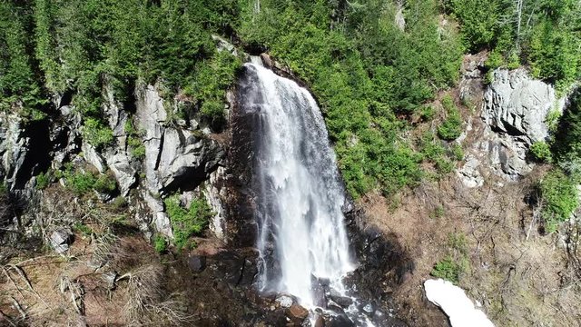 Pan Left Aerial, OK Slip Falls In New York