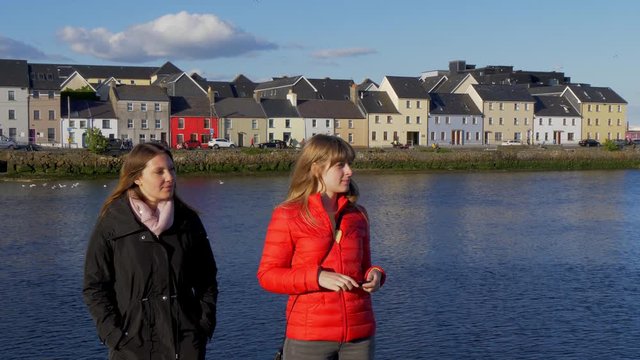 Girls on a vacation trip in the city of Galway Ireland - travel photography