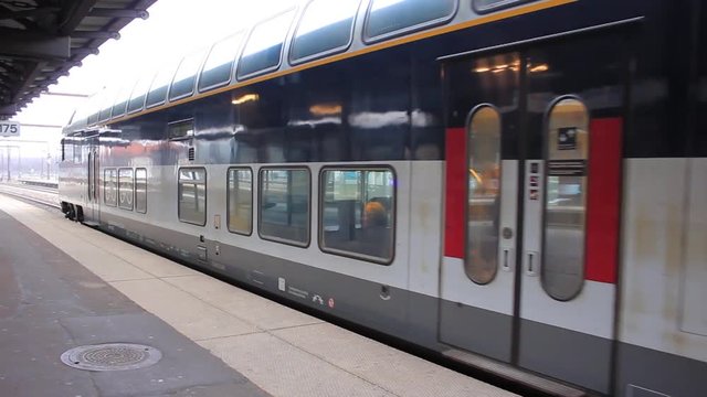 DSB Danish train leaving the station.