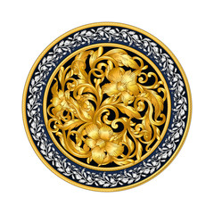circle  golden ornamental on white