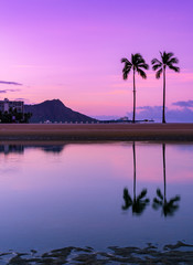 Tranquil Waikiki Sunrise over Diamond Head in Honolulu, Hawaii