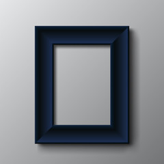 3d illustration dark blue frame on white wall