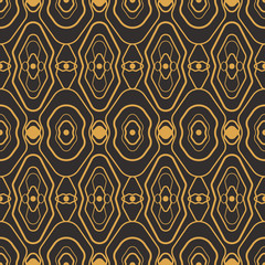 Art Deco seamless luxury geometric pattern. Golden lined shape. Vector Leaves stylish background. Abstract sea shell illustration.