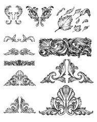 black hand draw ornament style