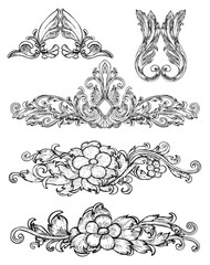 black hand draw ornament style