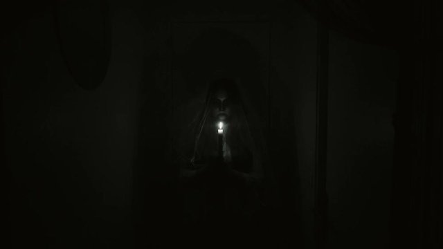 Creepy POV nightmare. A man enters dark hallway and encounters a monster with candle. Whenever he turn on the light, a monster invisible. Whenever he turn off the light a monster getting closer.