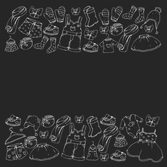 Children clothes. Background for babies, kids patterns.