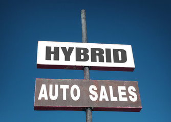 Obraz premium Hybrid auto sales sign