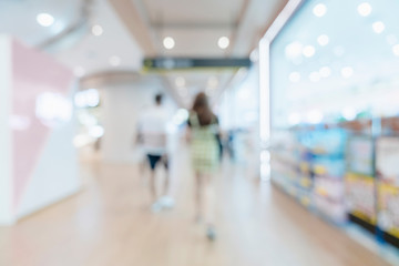 abstract blur image background of mall and display prodduct shelf