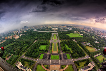 Panorama of Moscow during a thunderstorm