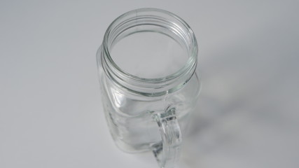 Empty transparent drinking jar
