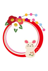 正月飾り。日本のお正月の壁飾り。正月のデザイン素材。令和2年。 正月の輪飾り。干支の正月飾り。熨斗。ねずみ年の正月飾り。