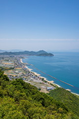 Fototapeta na wymiar Coastline of Higashikagawa city in the seto inland sea ,Shikoku,Japan