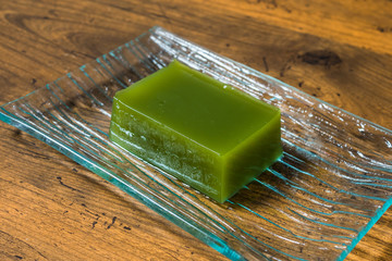 抹茶のプリン Pudding with powdered ​​green tea(maccha)