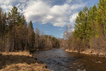 The spring river Olha in Eastern Siberia