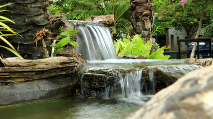 Waterfall in the garden of the school of Thailand