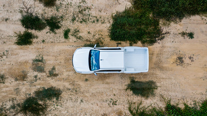 Aerial view  off-road car vehicle, car 4 wheel drives off-road. © Kalyakan