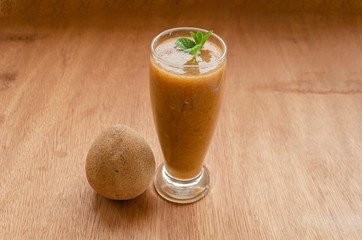 Sapodilla Juice and Fruit Top View